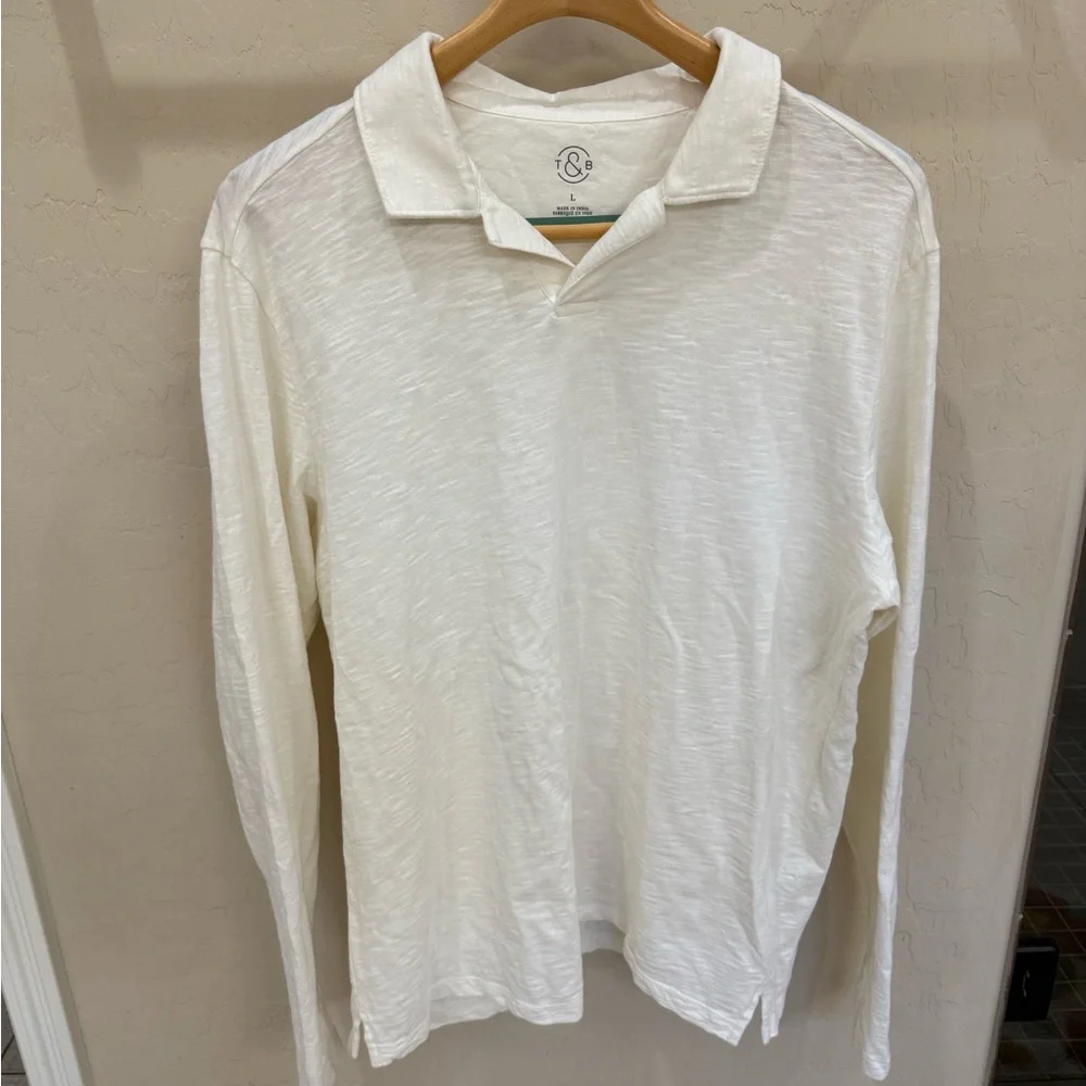 Treasure & Bone Men's White Long Sleeve Polo - Picture 1 of 4